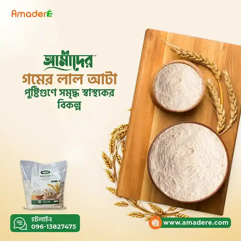 আমাদের দেশি গমের লাল আটা | Amader Whole wheat flour | Gomer Lal Atta | Pure Fresh Lal Atta 5 kg price in Bangladesh | Amader Lal Atta