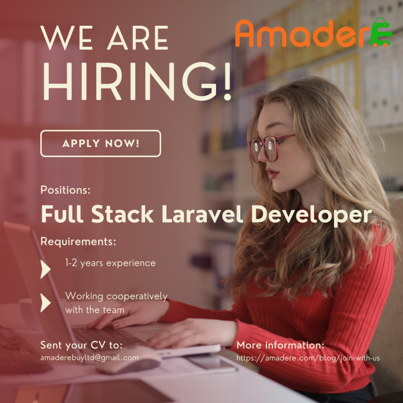 Need Full Stack Laravel Developer for Amadere.com